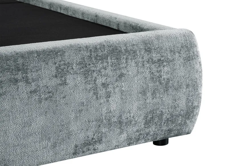 Lit coffre en tissu bouclette doux gris 160x200 cm NOAH