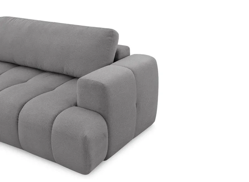 Canapé d'angle convertible avec coffre en tissu gris HAVEN - Angle gauche