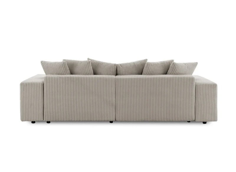 Canapé d'angle réversible convertible avec coffre en velours côtelé épais taupe NOELIA