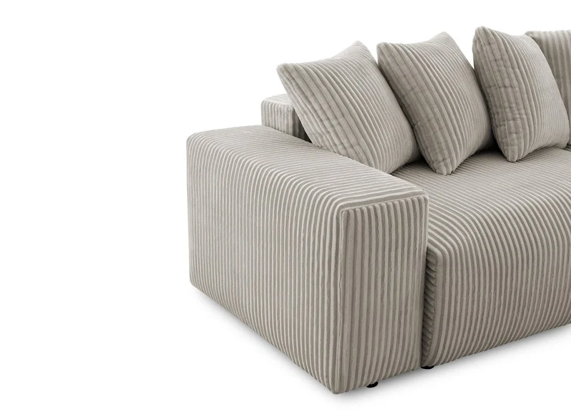 Canapé d'angle réversible convertible avec coffre en velours côtelé épais taupe NOELIA