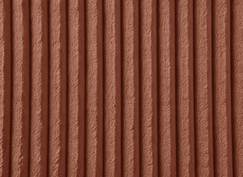 Canapé d'angle réversible convertible avec coffre en velours côtelé épais terracotta NOELIA