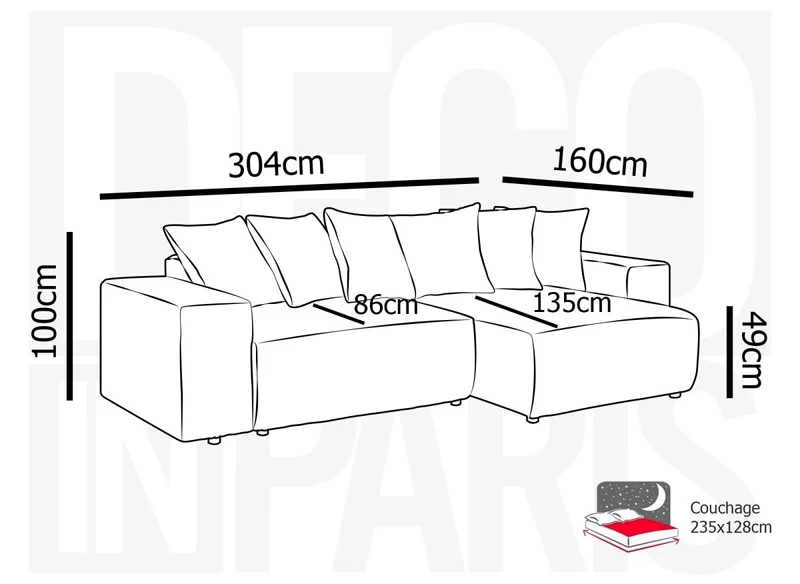 Canapé d'angle réversible convertible avec coffre en velours côtelé épais terracotta NOELIA