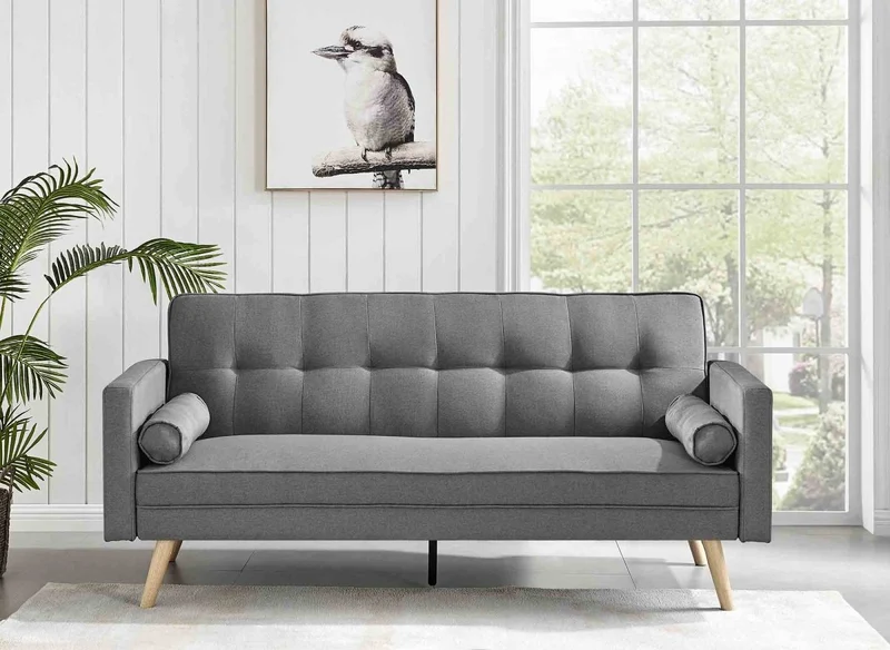 Banquette clic clac gris en tissu TANIA