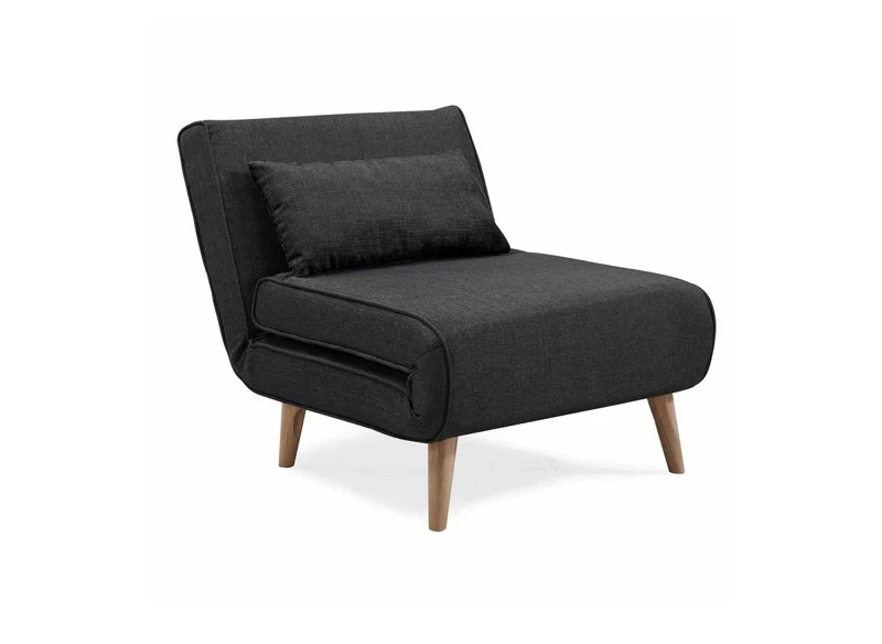 Fauteuil convertible en tissu gris anthracite TONKA