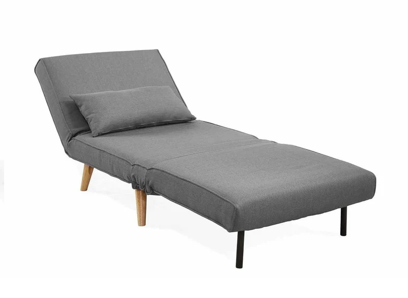 Fauteuil convertible en tissu gris TONKA