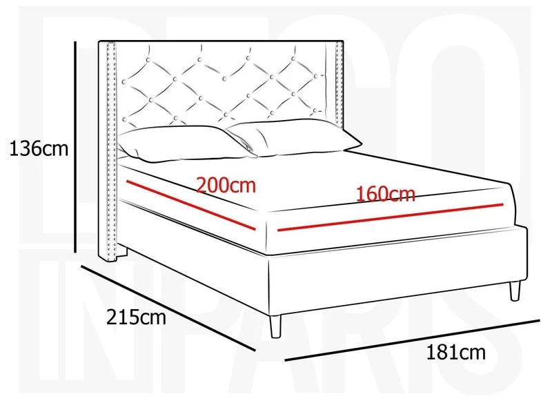 Lit double en tissu capitonné beige 160x200 cm MARGOT