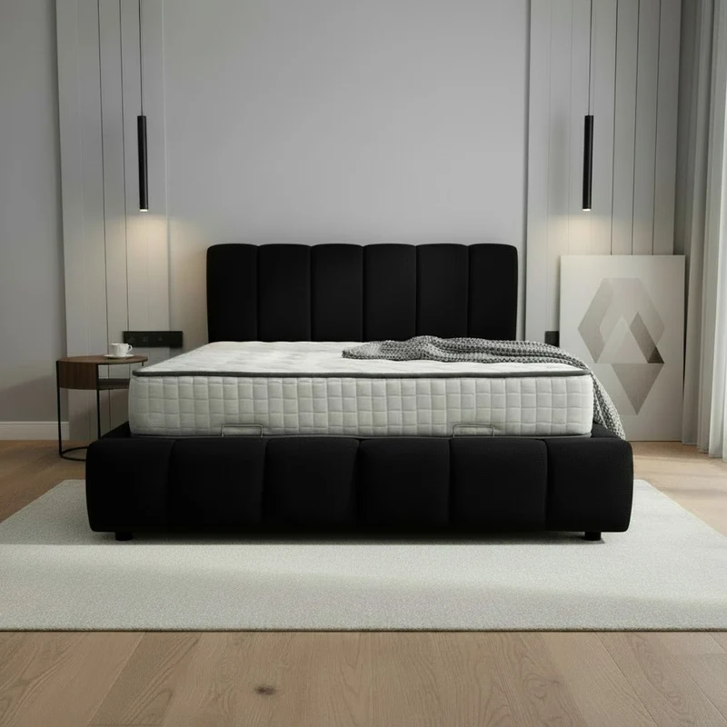 Lit coffre Bubble Dallas noir 160x200 | Leader Meubles