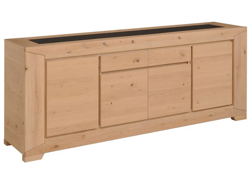 Ensemble TITAN Chêne Clair (Enfilade + Table + 4 x Chaises)