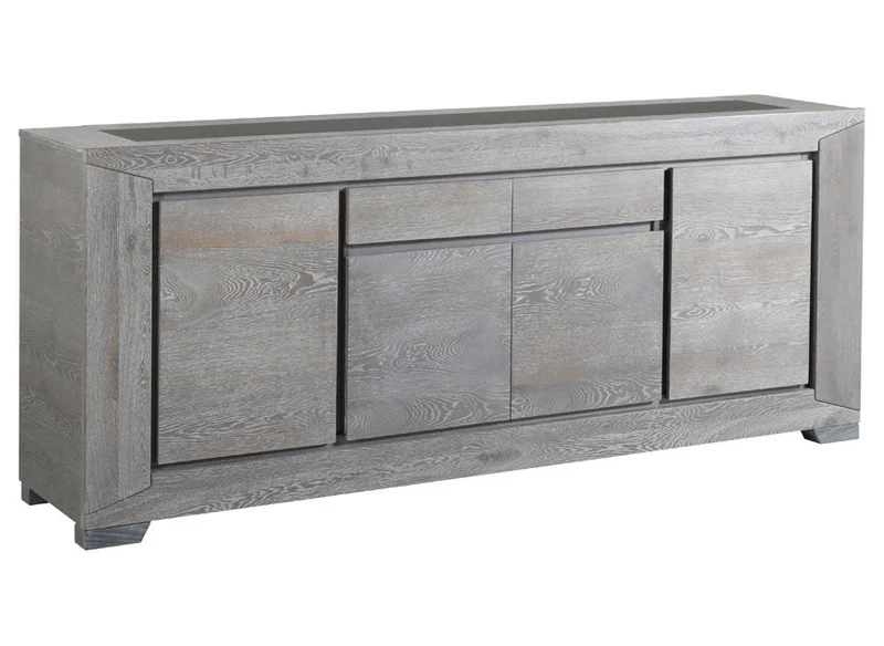 Ensemble TITAN Chêne gris (Enfilade + Table + 4 x Chaises)