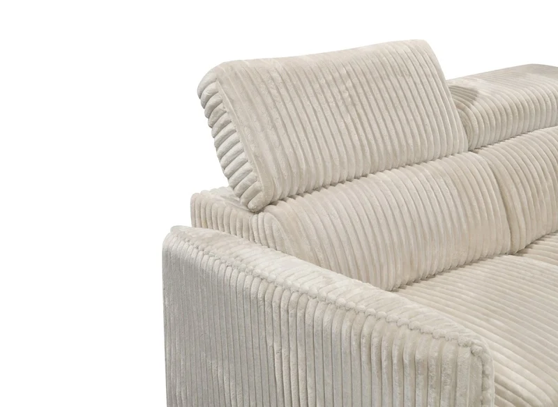 Canapé d'angle convertible en velours côtelé épais beige NAIROBI - Angle droit