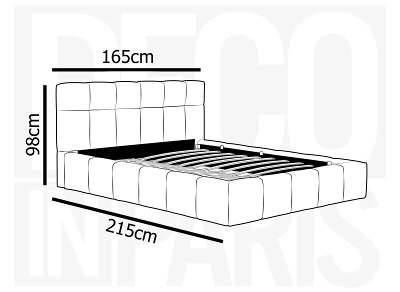 Lit coffre en tissu bouclette beige 140x190 cm MILIE