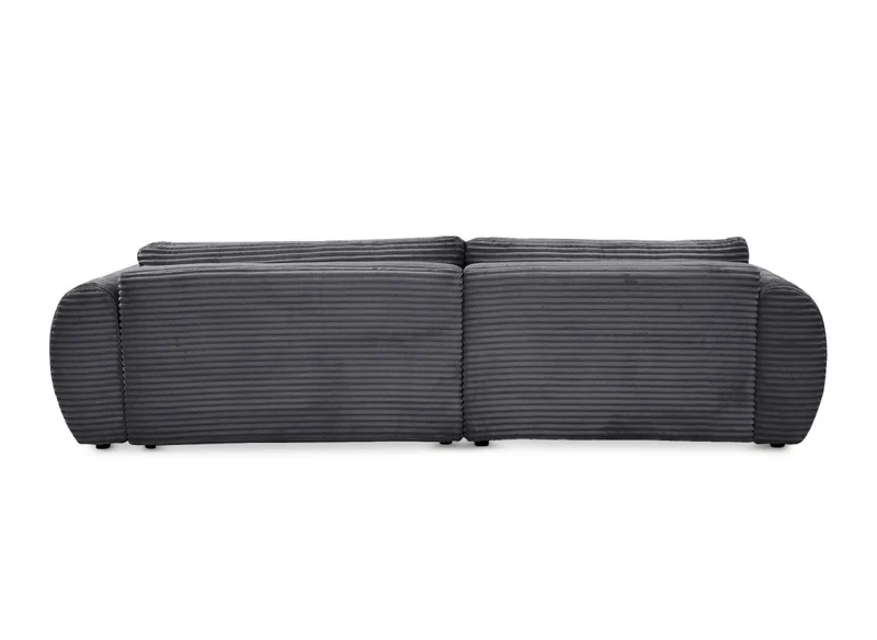 Canapé d'angle convertible avec coffre en velours gros côtelé doux gris TILDA - Angle gauche