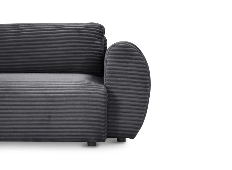 Canapé d'angle convertible avec coffre en velours gros côtelé doux gris TILDA - Angle gauche