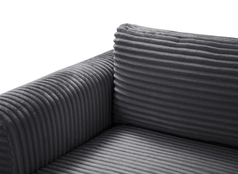 Canapé d'angle convertible avec coffre en velours gros côtelé doux gris TILDA - Angle gauche