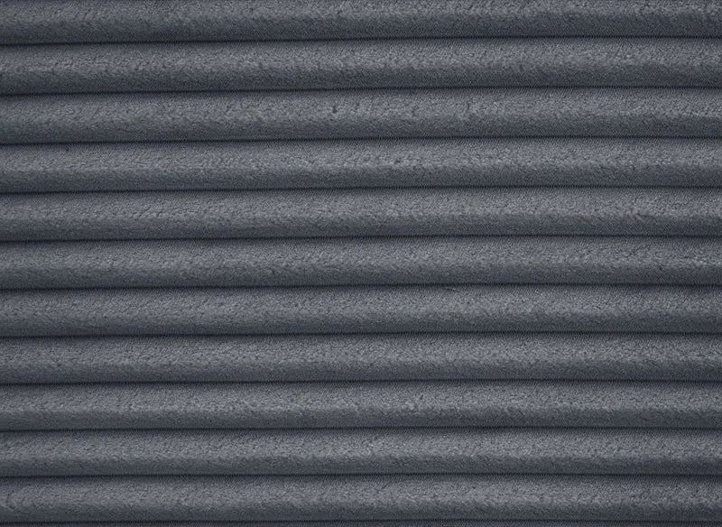 Canapé d'angle convertible avec coffre en velours gros côtelé doux gris TILDA - Angle gauche