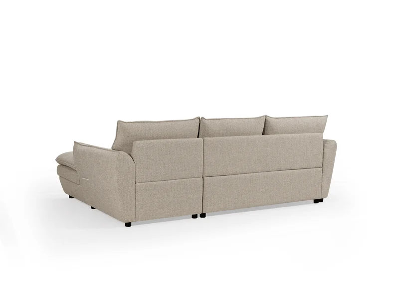 Canapé d'angle convertible avec coffre en tissu taupe CAPUCINE - Angle droit