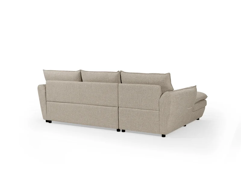 Canapé d'angle convertible avec coffre en tissu taupe CAPUCINE - Angle gauche