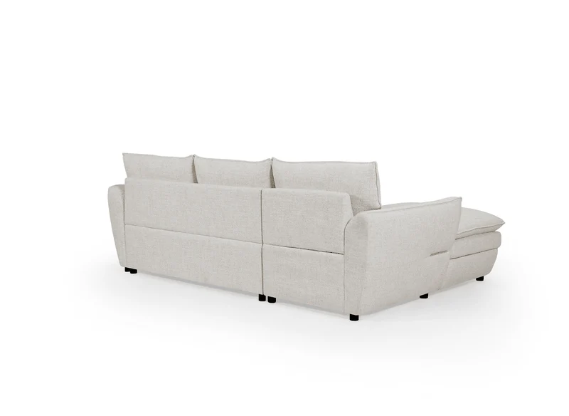 Canapé d'angle convertible avec coffre en tissu beige CAPUCINE - Angle gauche
