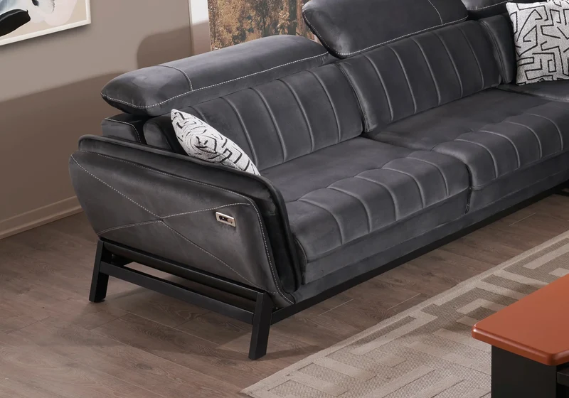 Canapé Turc Angle Relax USB Anthracite – MONA