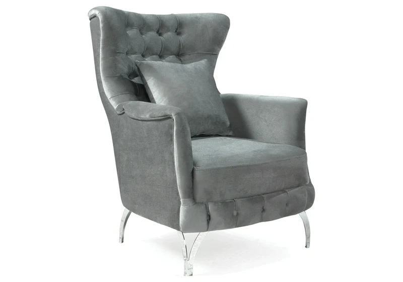 Canapé Turc Angle Capitonné Velours Gris Design Métal Argent – RIBELLA