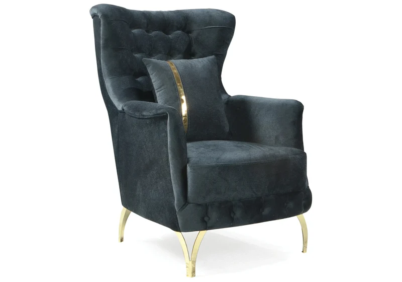 Canapé Turc Angle Capitonné Velours Anthracite Design Métal Doré – RIBELLA