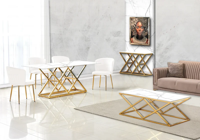 Chaise de salle à manger design en velours écru - Diva x4