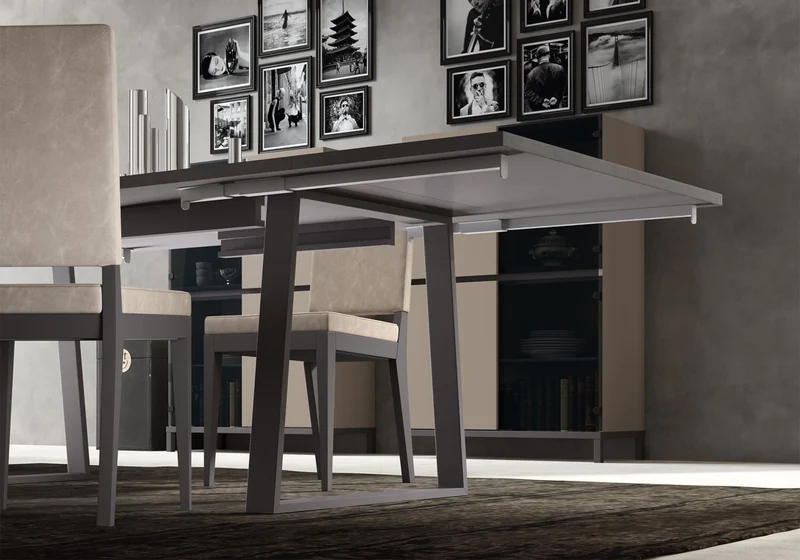 Table à manger extensible effet marbre et bois - Kali