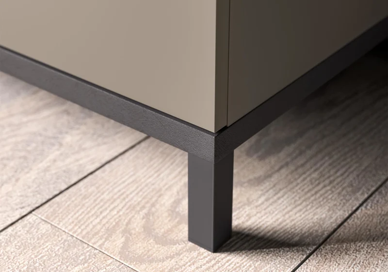 Meuble TV 2 portes et niche marbre pieds métal - Kali