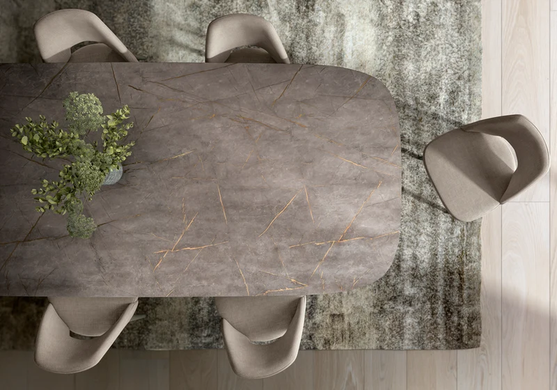 Table à manger extensible marbre doré - Hexagon