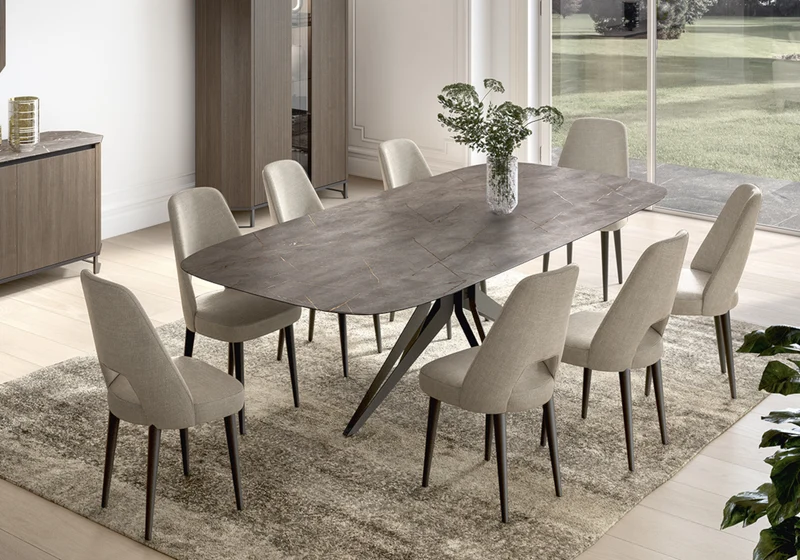 Table à manger extensible marbre doré - Hexagon
