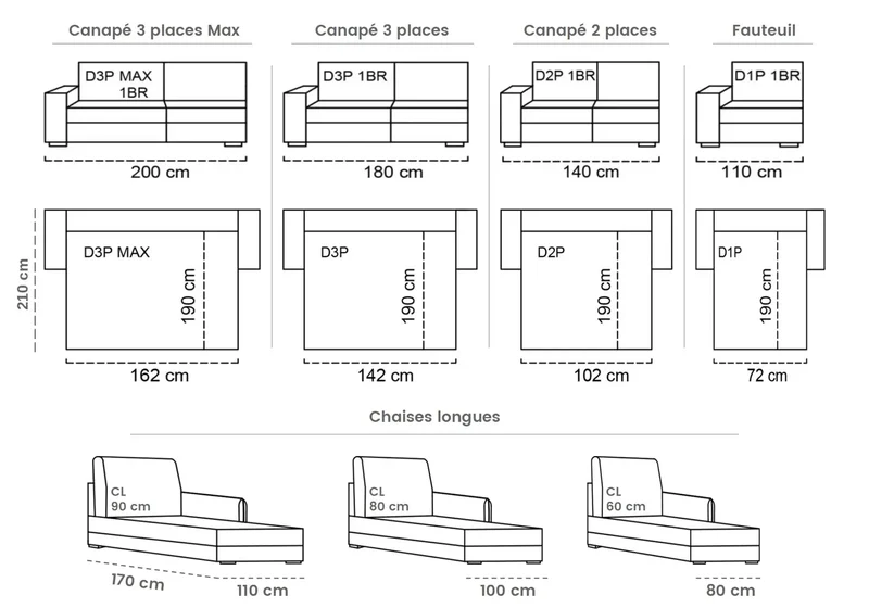Canapé d'angle convertible avec coffre en tissu - Ariane