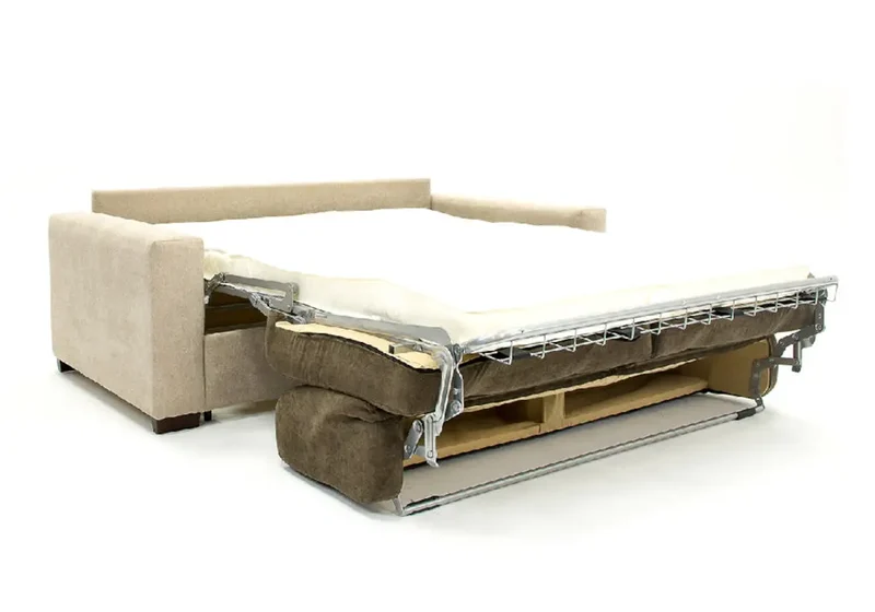 Canapé droit convertible bicolore kaki et beige - Ariane