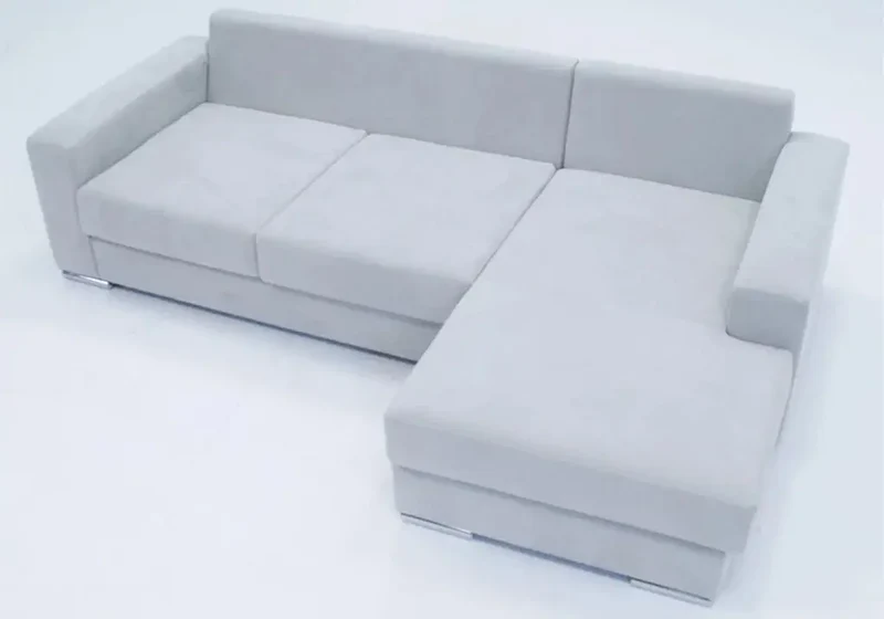 Canapé d'angle modulable en tissu crème - Syra