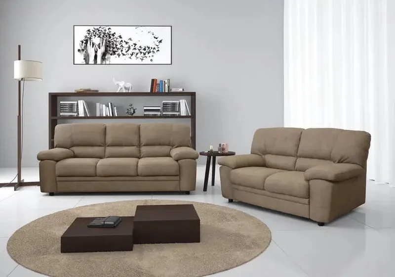 Canapé d'angle convertible en tissu taupe - Sibyl