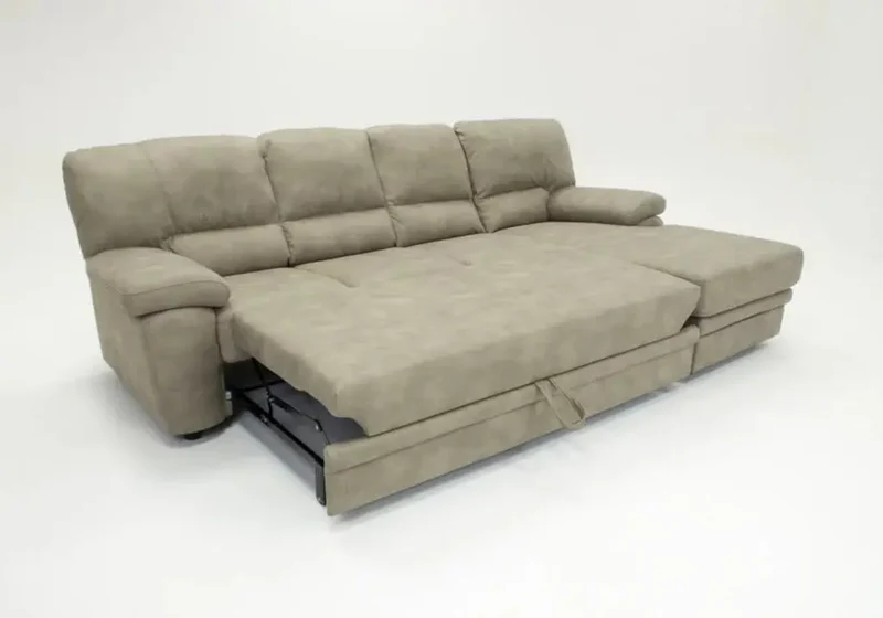 Canapé d'angle convertible en tissu marron - Sibyl