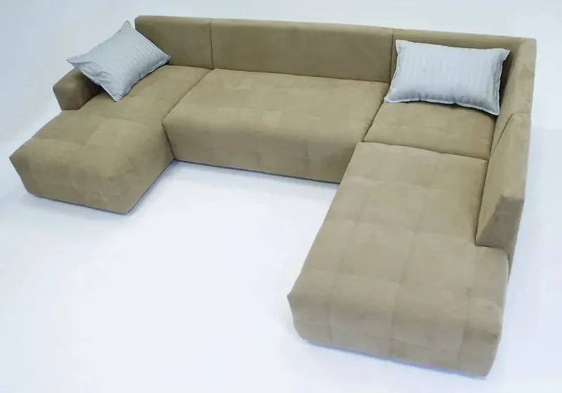 Canapé d'angle modulable en tissu crème - Mado