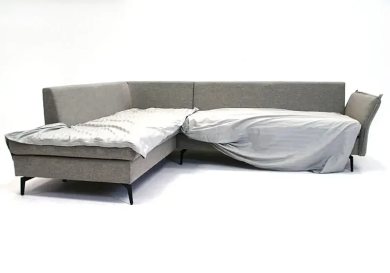 Canapé d'angle modulable en tissu gris clair - Gina