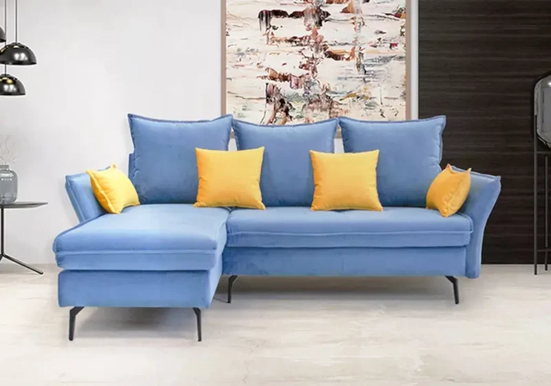 Canapé d'angle modulable en tissu taupe - Gina