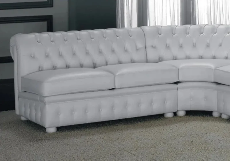 Canapé angle cuir blanc CHESTERFIELD