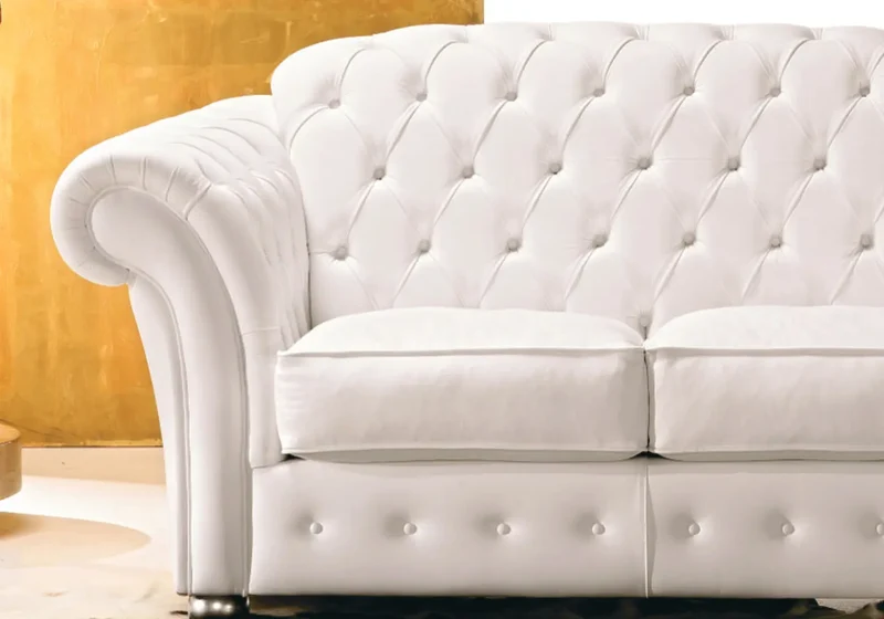 Canapé chesterfield cuir blanc CIANA