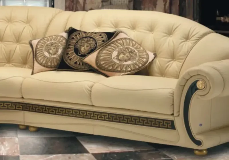 Canapé angle cuir versace gold LOUIS