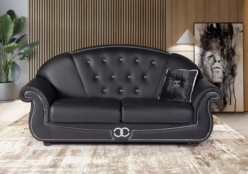 Canapé cuir noir versace VITA