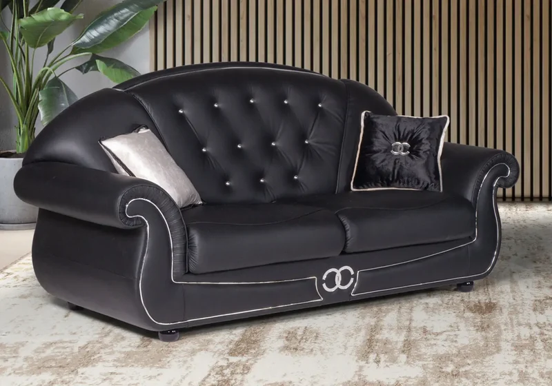 Canapé cuir noir versace VITA