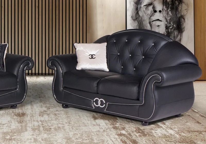 Canapé cuir noir versace VITA