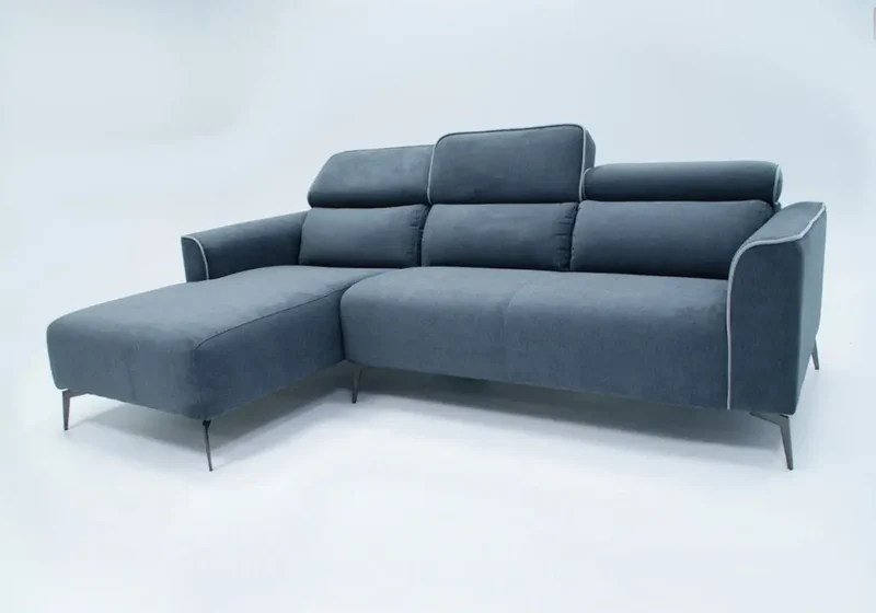 Canapé d'angle modulable en tissu gris - Flora