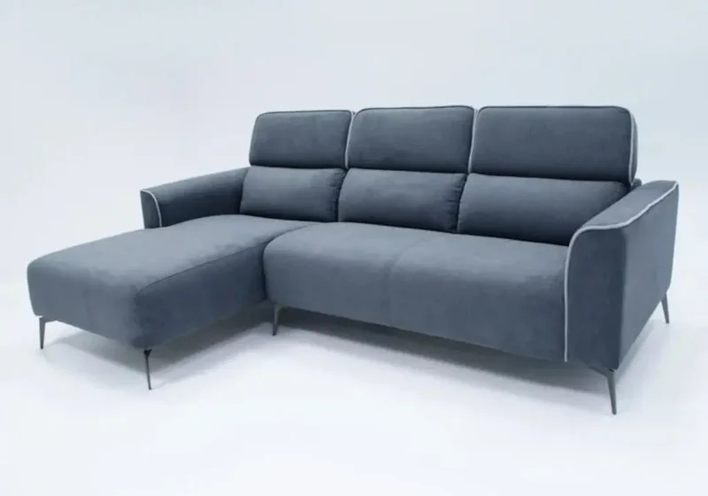 Canapé d'angle modulable en tissu gris clair - Flora