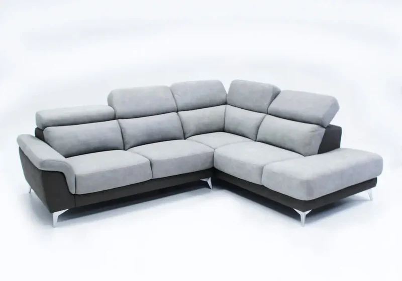 Canapé d'angle modulable relax bicolore gris - Felia