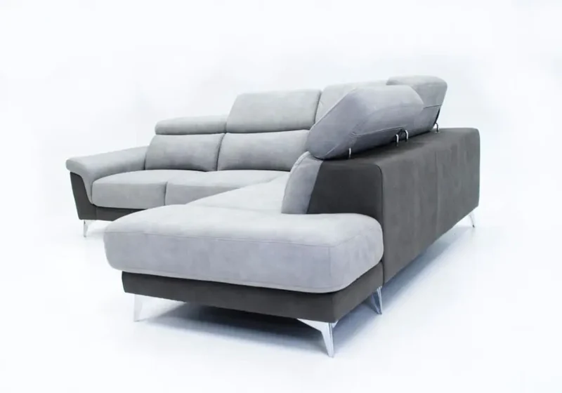 Canapé d'angle modulable relax bicolore gris - Felia