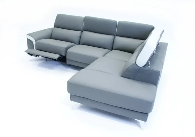Canapé d'angle relax bicolore gris et blanc - Felia