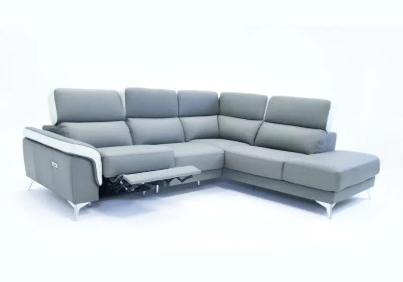 Canapé d'angle relax bicolore gris et blanc - Felia